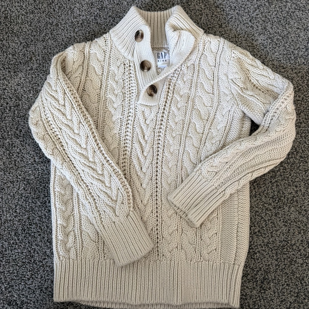 GAP Kids XS (4-5) Ivory Cable Knit Sweater Exc Cond